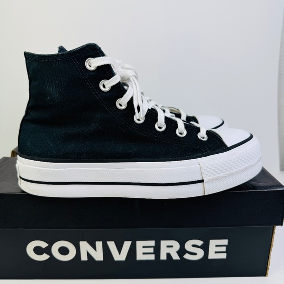 Converse Chuck Taylor All-Star Lift Platform Shoes Black & White Women's Size 8 - Picture 3 of 12